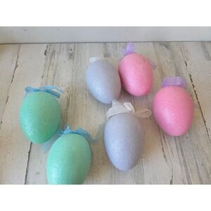 Vintage glitter large ostrich egg ornament bird Easter spring green pink purple